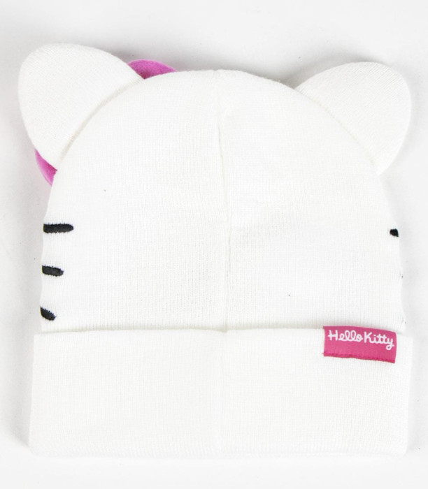 HELLO KITTY CHILDREN'S WINTER HAT WHITE WITH PINK BOW Cerda