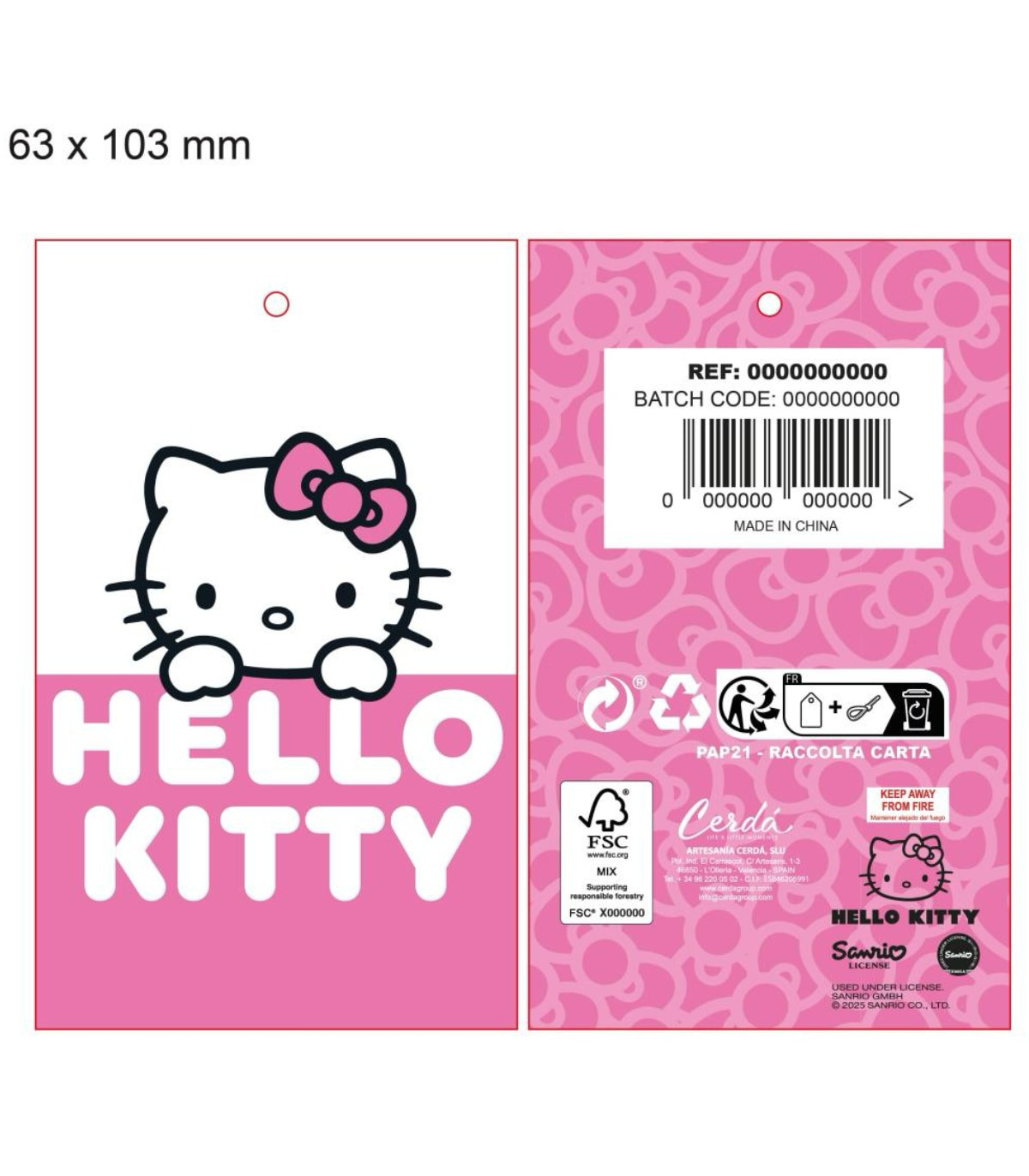 HELLO KITTY CHILDREN'S WINTER HAT WHITE WITH PINK BOW Cerda