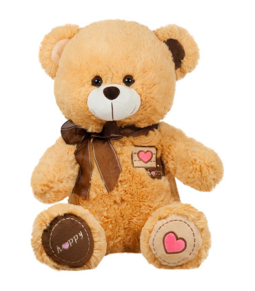 HAPPY TEDDY BEAR WITH RIBBON 2 COLORS 42 CM - Medium