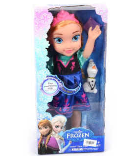 ANNA DOLL WITH CROWN AND OLAF IN BOX + SOUND Armtoys