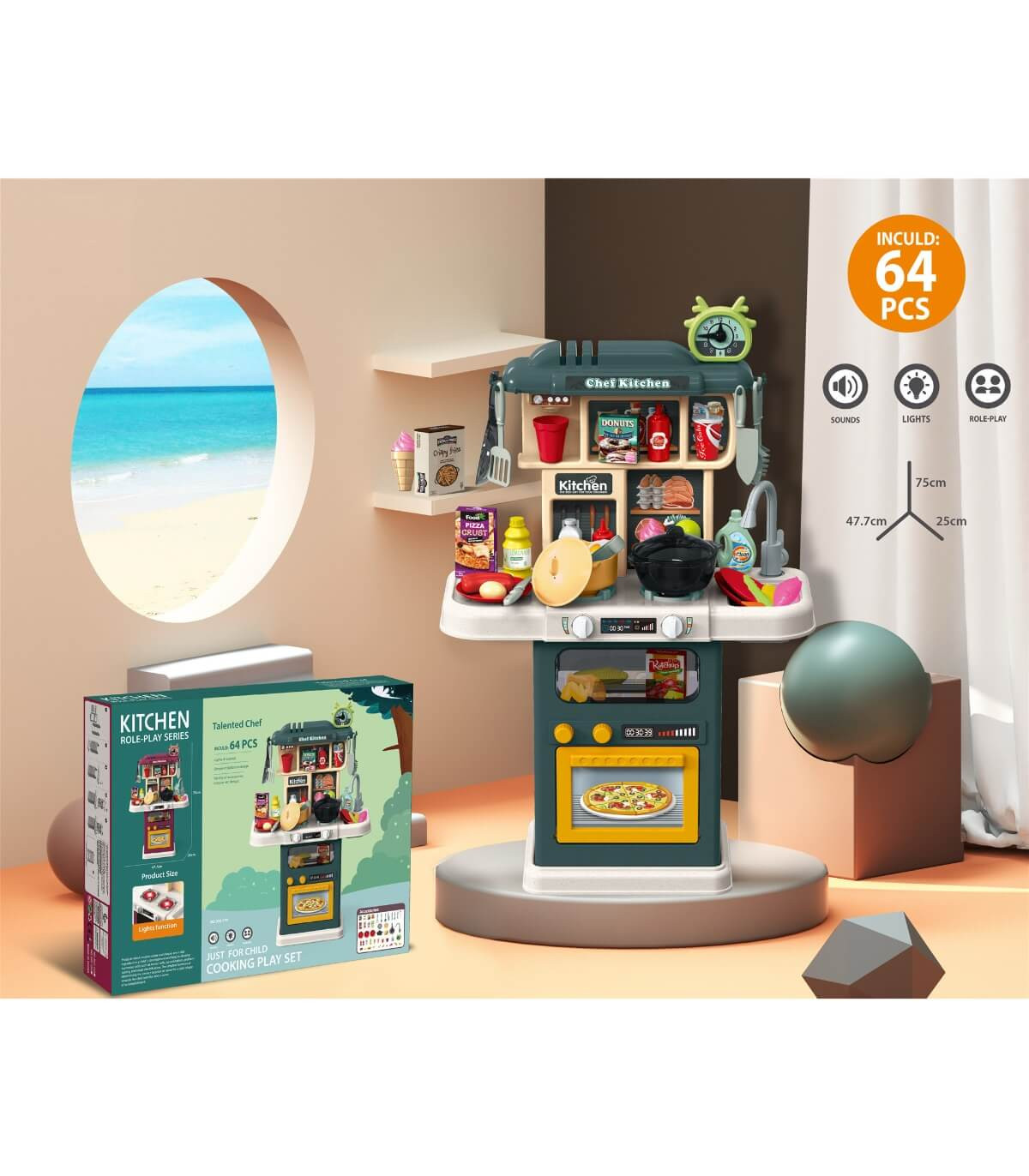 CHILDREN'S LARGE KITCHEN 64 PIECES Armtoys