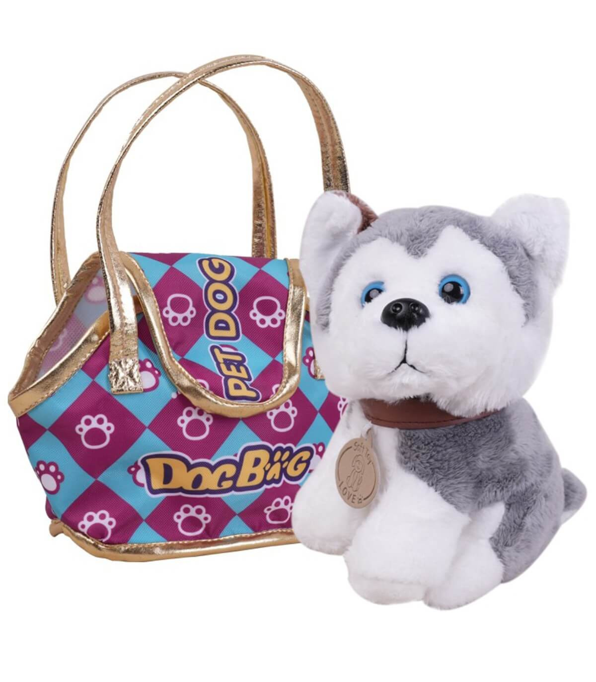 PLUSH HUSKY DOG IN A BAG Armtoys
