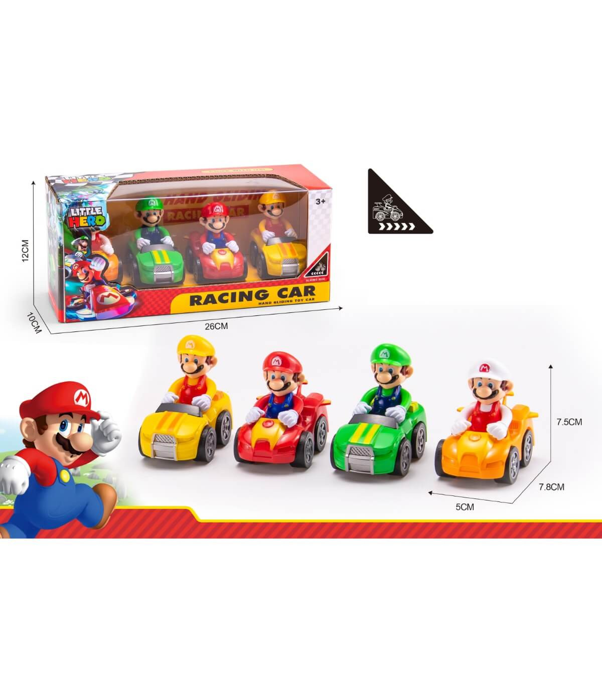 4 PCS KIDS CARS SUPER MARIO IN BOX Armtoys