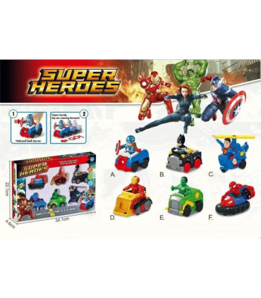CHILDREN'S CARS 6 PCS. WITH SUPERHEROES IN A BOX Armtoys