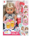 FLASHING DOLL WITH BLINKING EYES AND BLUE DRESS SLIPPERS