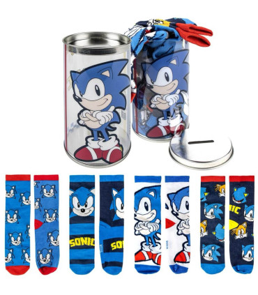 CHILDREN'S SOCKS 4 PAIRS IN A JAR SONIC 27-38 
