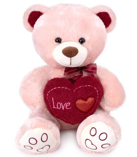 PLUSH BEAR WITH HEART 40 CM ECRU/BEIGE Amek toys
