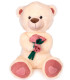 PLUSH TEDDY BEAR WITH ROSES 80 CM ECRU/BEIGE Amek toys