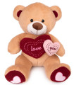 PLUSH BEAR WITH TWO HEARTS 60 CM BEIGE/BROWN