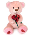 PLUSH TEDDY BEAR WITH ROSES 60 CM BEIGE