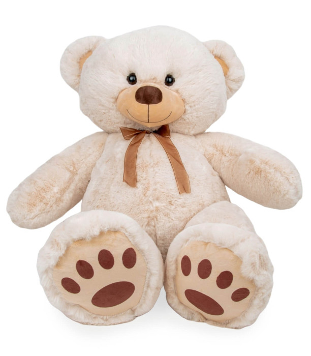 PLUSH TEDDY BEAR WITH BOW 80 CM CREAM Amek toys
