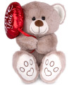 PLUSH TEDDY BEAR WITH HEART BALLOON 30 CM WHITE/BEIGE