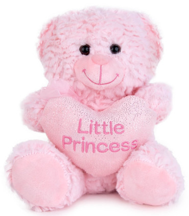 PLUSH BEAR WITH HEART 25 CM PINK/BLUE Amek toys