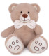 PLUSH TEDDY BEAR WITH BOW TIE 30 CM BEIGE/WHITE Amek toys