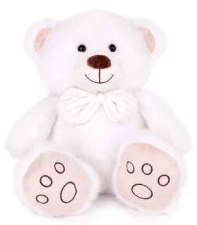 PLUSH TEDDY BEAR WITH BOW TIE 30 CM BEIGE/WHITE Amek toys
