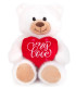 PLUSH BEAR WITH HEART 25 CM WHITE/BEIGE Amek toys