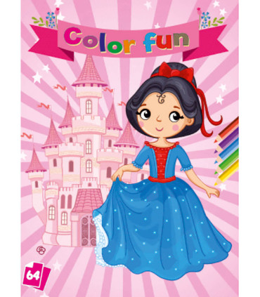 COLORING BOOK PRINCESSES COLOR FUN 64 PAGES 8 TYPES Boek Specials Nederland bv
