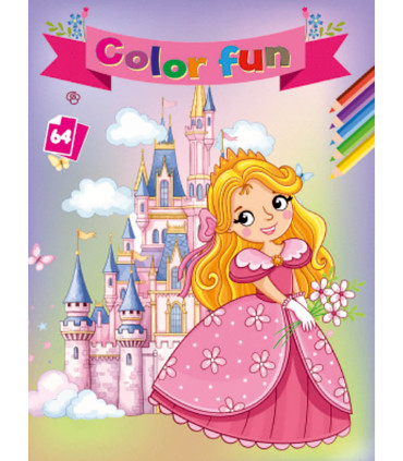 COLORING BOOK PRINCESSES COLOR FUN 64 PAGES 8 TYPES Boek Specials Nederland bv