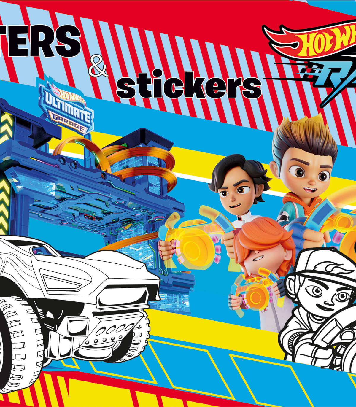 ALBUM COLORING BOOK + STICKERS HOT WHEELS 32 PAGES 2 TYPES Boek Specials Nederland bv