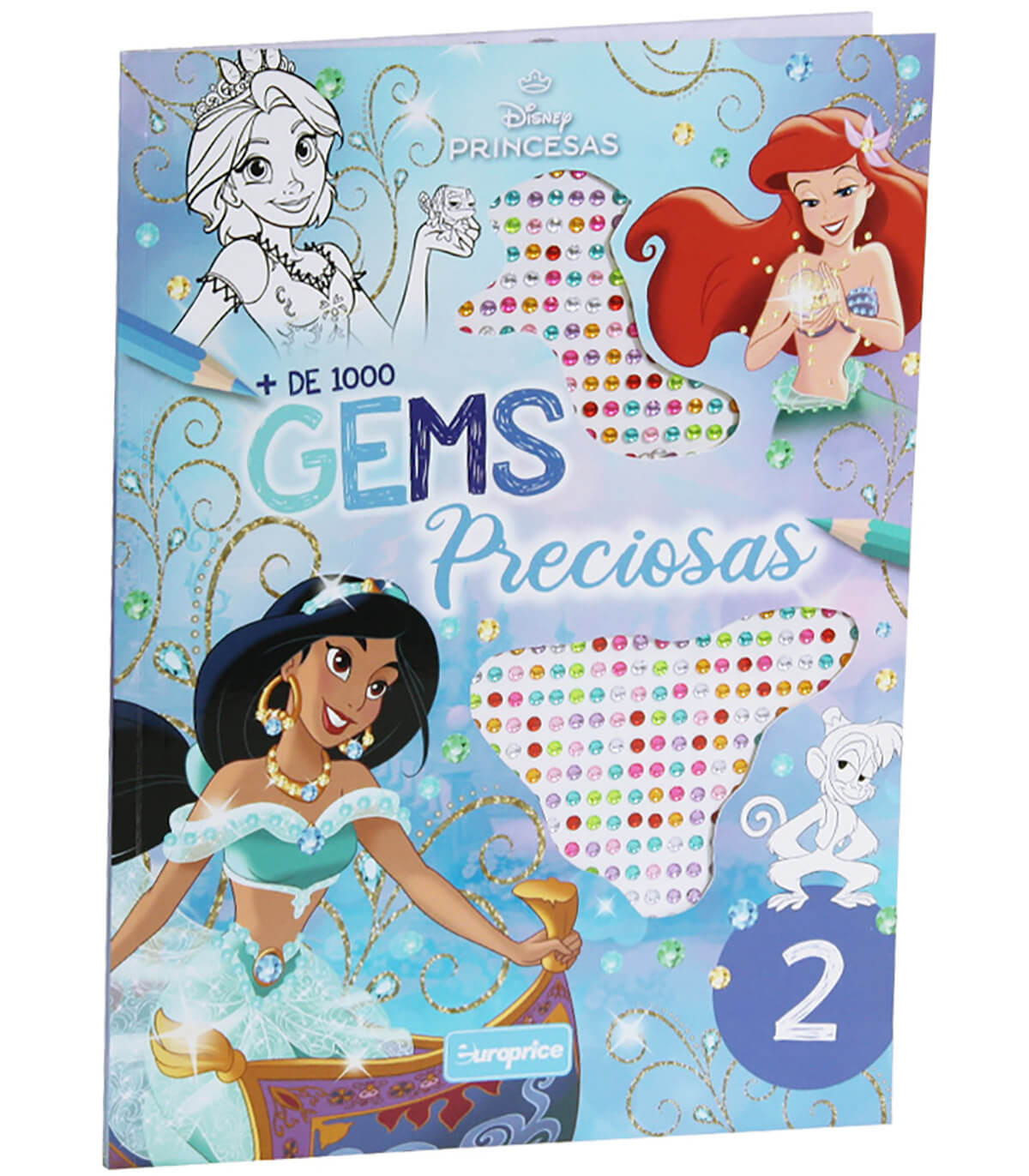 DISNEY PRINCESS COLORING BOOK 24 PAGES + 1000 DIAMOND STICKERS 4 TYPES Europrice