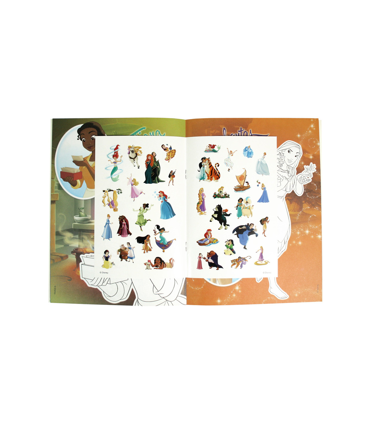 DISNEY PRINCESS COLORING BOOK 16 PAGES + 3 TYPES OF STICKERS Europrice