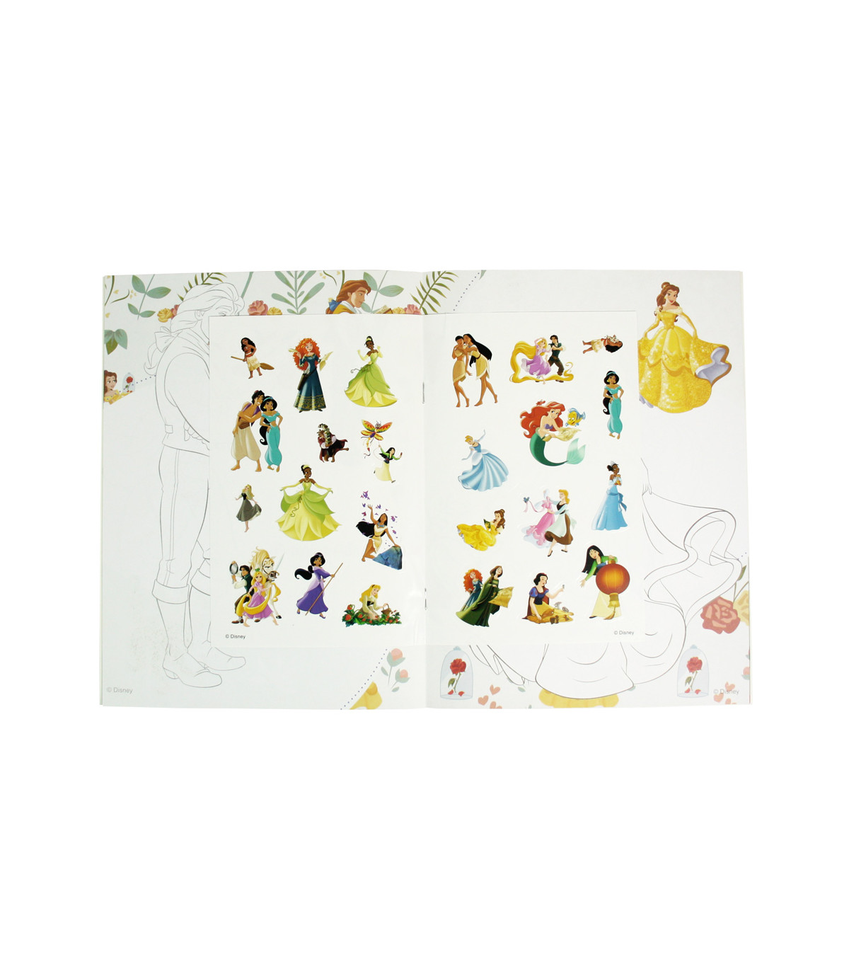 DISNEY PRINCESS COLORING BOOK 16 PAGES + 3 TYPES OF STICKERS Europrice