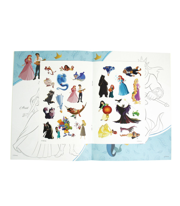 DISNEY PRINCESS COLORING BOOK 16 PAGES + 3 TYPES OF STICKERS Europrice
