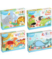 CHILDREN'S PUZZLE LARGE PIECES AND FUR 4 IN 1 + COLORING BOOK 4 TYPES