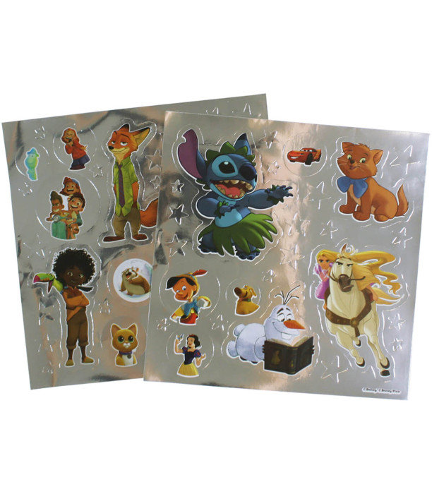 DISNEY COLORING BOOK 24 PAGES + 45 METALLIC STICKERS 3 TYPES Europrice