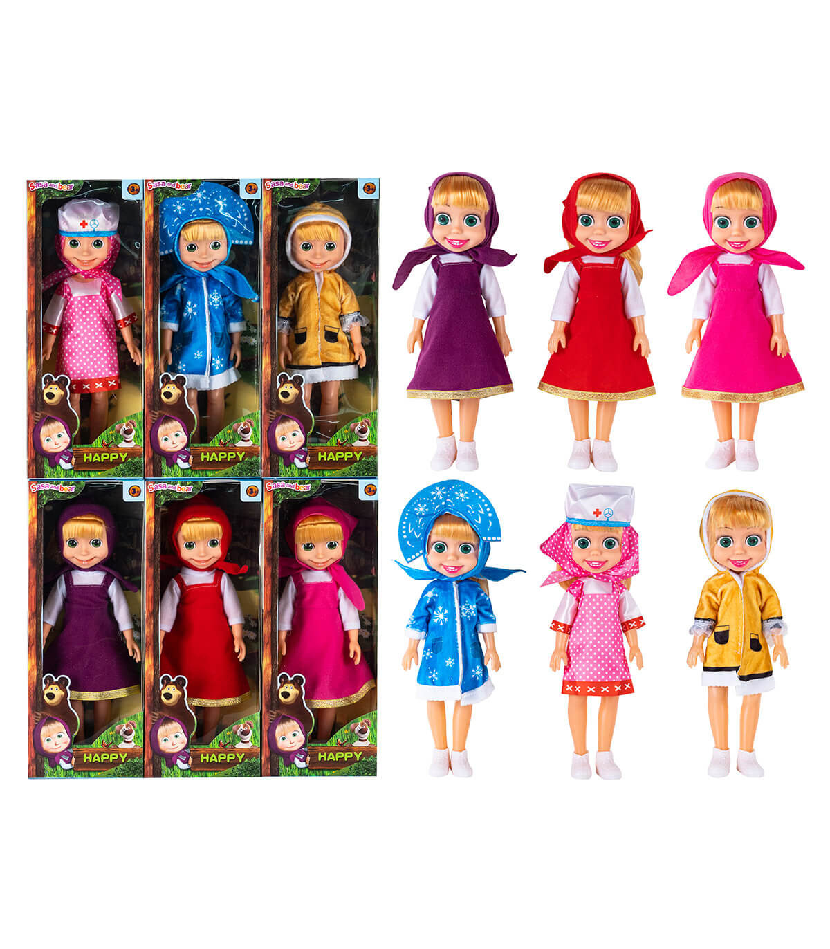 DOLL MASHA WITH 3D EYES 36 CM 6 TYPES Armtoys