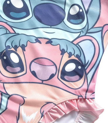 KIDS' ONE-PIECE SWIMSUIT STITCH PINK 5-12 YEARS. Cerda