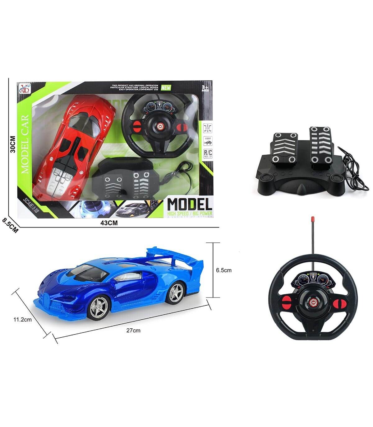 CAR RADIO CONTROL WITH STEERING WHEEL AND PEDALS - Radio control with remote control