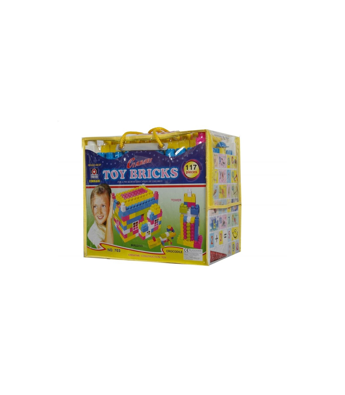 CIMBARI TOY BRICKS SET 117 PIECES - BUILDING BLOCKS, SORTERS AND RINGS