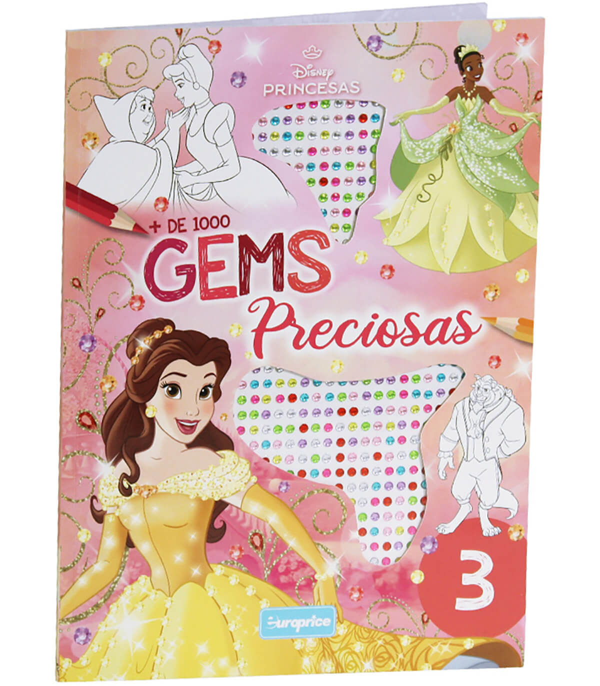 DISNEY PRINCESS COLORING BOOK 24 PAGES + 1000 DIAMOND STICKERS 4 TYPES Europrice