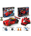 CHILDREN'S CONSTRUCTION CAR WITH REMOTE CONTROL AND BATTERY, 248 PCS, RED