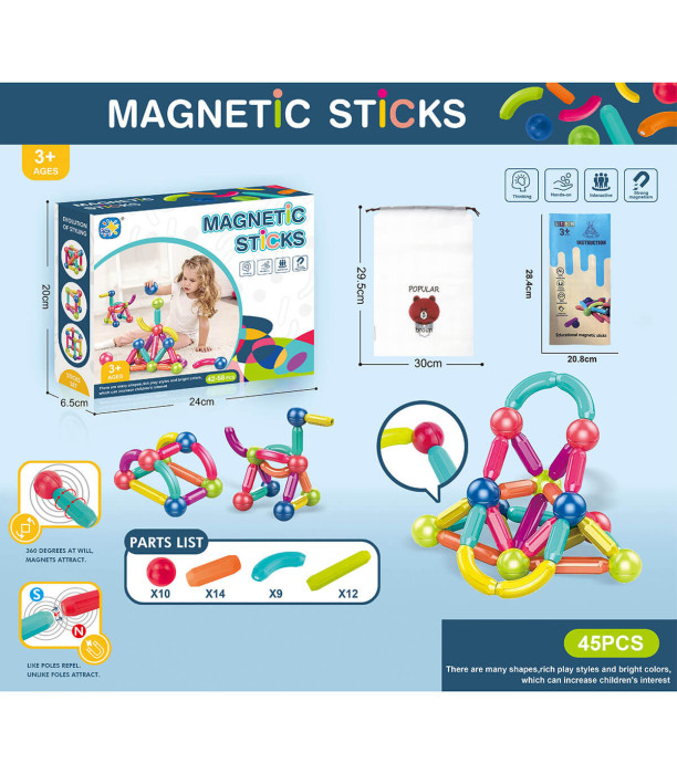 CHILDREN'S MAGNETIC CONSTRUCTOR STICKS 42-58 PIECES Armtoys