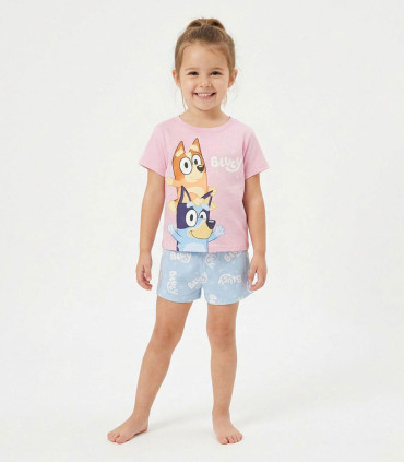 CHILDREN'S SUMMER PAJAMAS BLUEY PINK 3-6 YEARS. Cerda