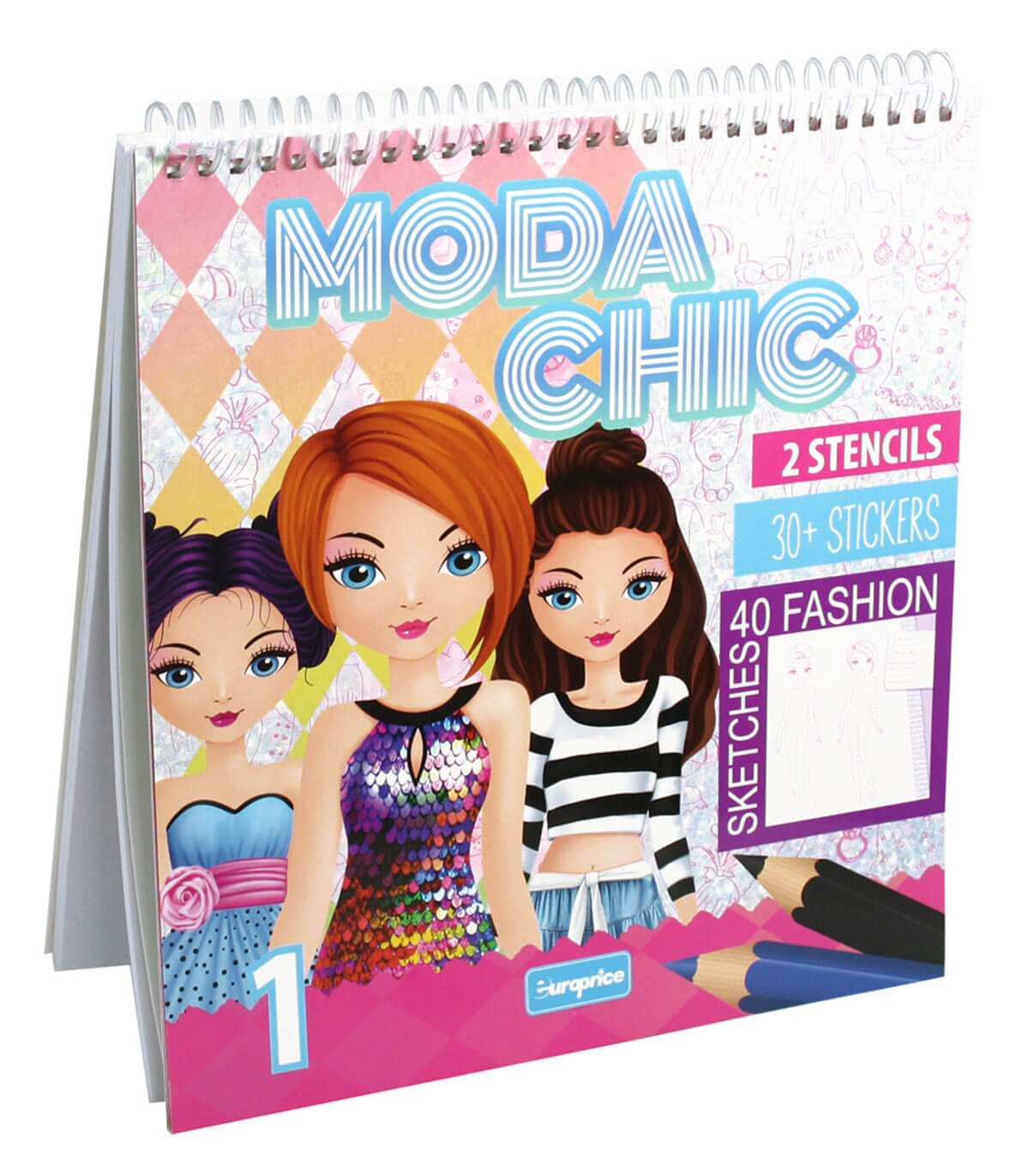 COLORING NOTEBOOK MODA CHICH 30 PAGES + 30 STICKERS Europrice