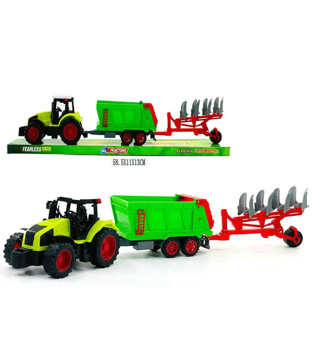 CHILDREN'S TRACTOR WITH TRAILER AND HARROW 59 CM Armtoys