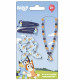 SCRUNCHIE ELASTICS WITH 2 HAIR CLIPS AND BLUEY NECKLACE
