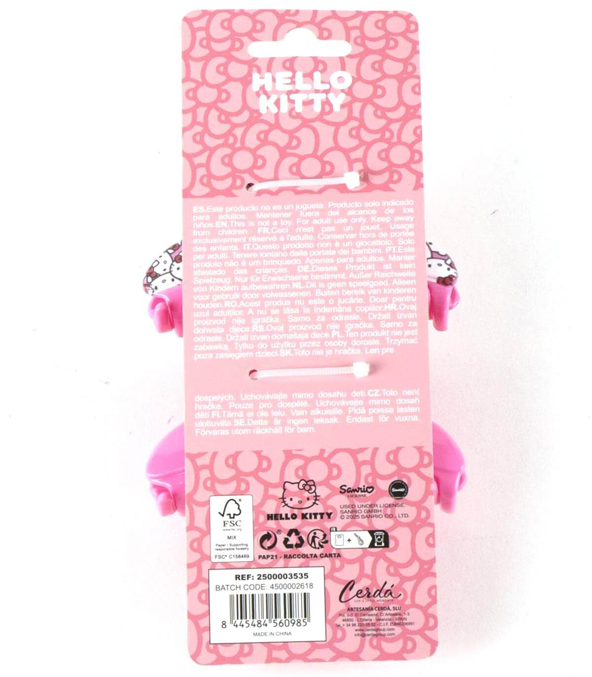 HAIR CLIPS 2 PCS ON CARD HELLO KITTY