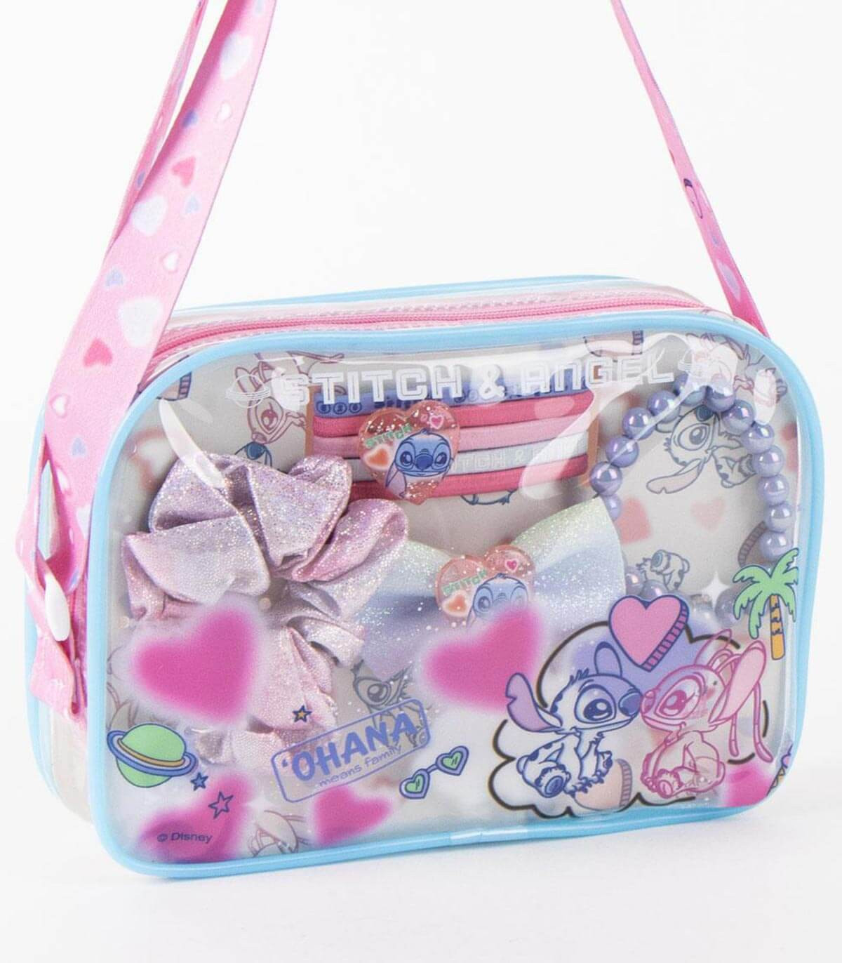 HAIR ACCESSORIES IN A STITCH SHOULDER BAG