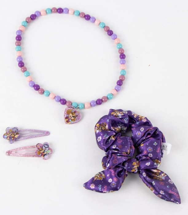 SCRUNCHIE WITH 2 HAIR CLIPS AND PAW PATROL NECKLACE