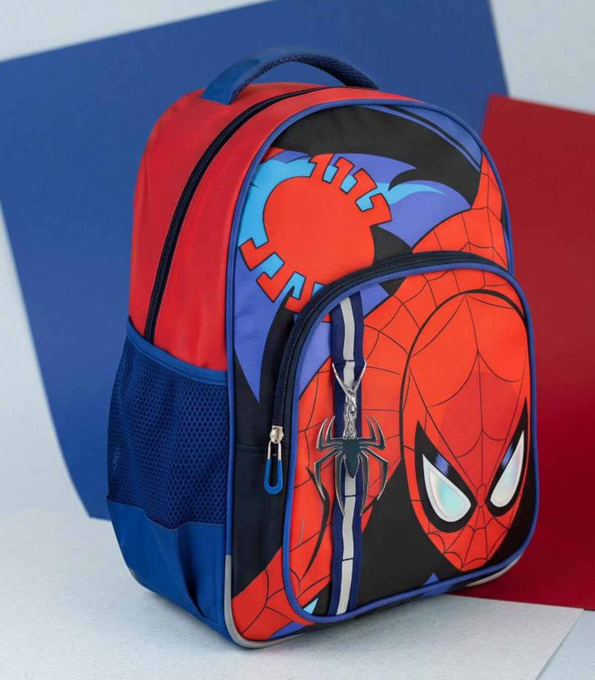 CHILDREN'S SCHOOL BACKPACK SPIDERMAN WITH BADGE