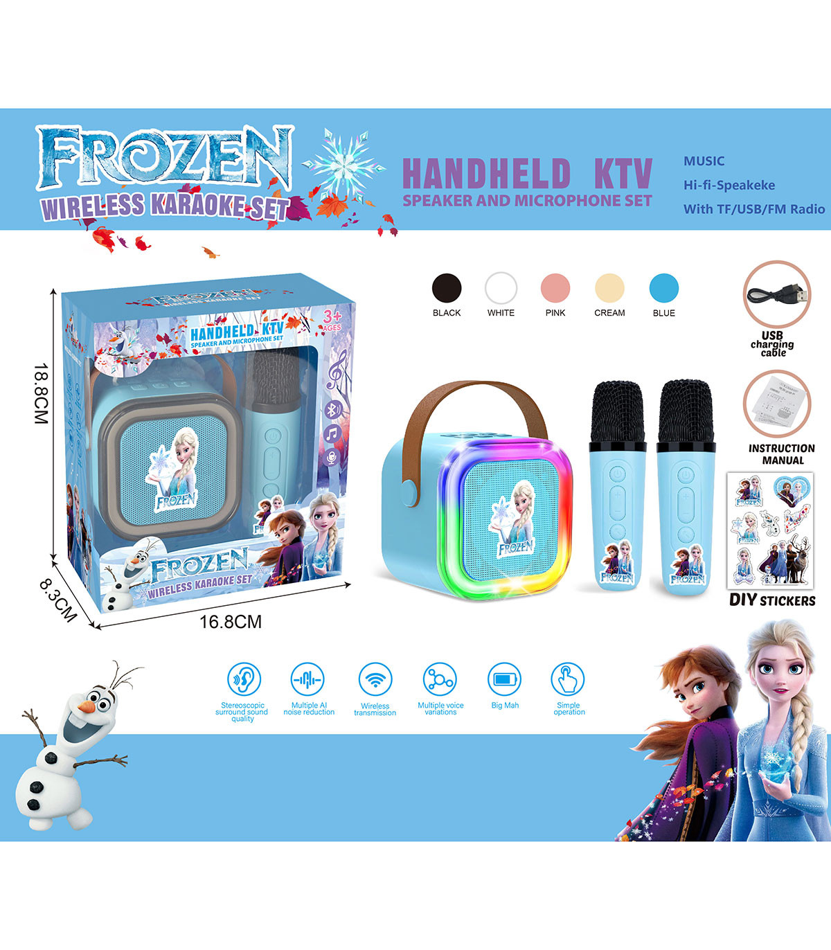 2 PCS. KARAOKE MICROPHONES WITH FROZEN SPEAKER