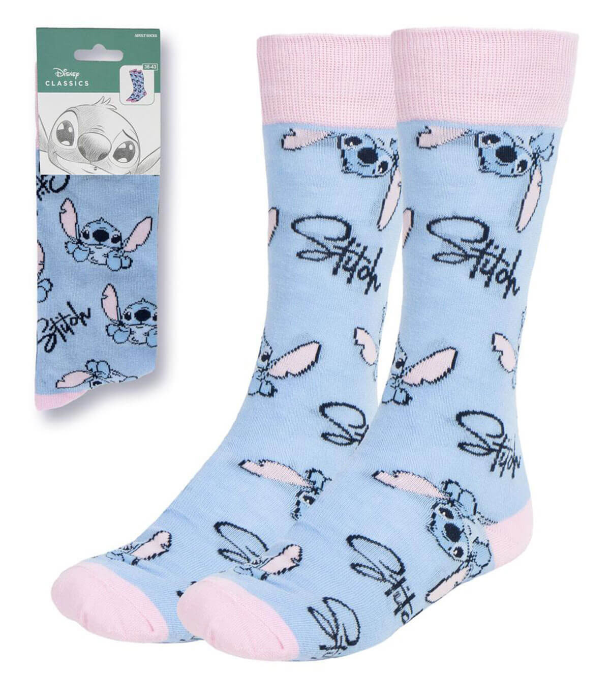 YOUTH SOCKS STITCH BLUE-PINK 36/43