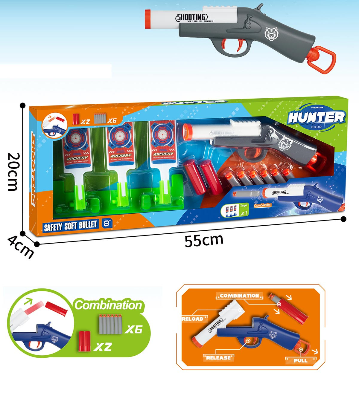 SOFT DART GUN WITH TARGETS IN A BOX