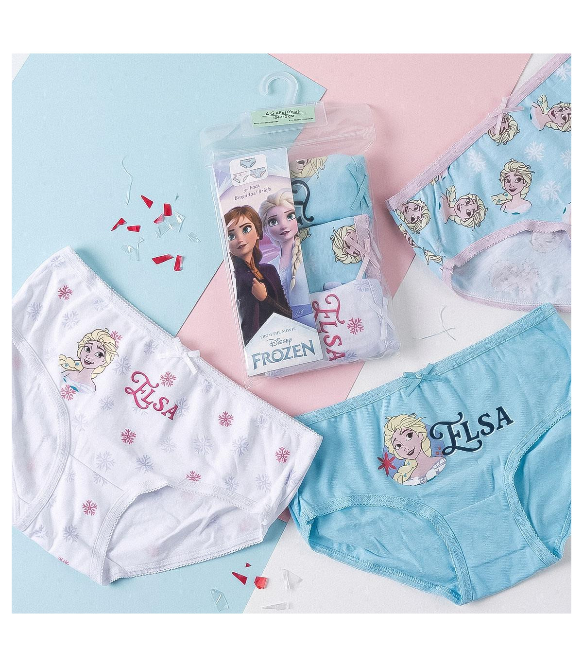 SLIPPERS, 3 PAIRS PER PACKAGE, FROZEN, AGES 2–8 YEARS