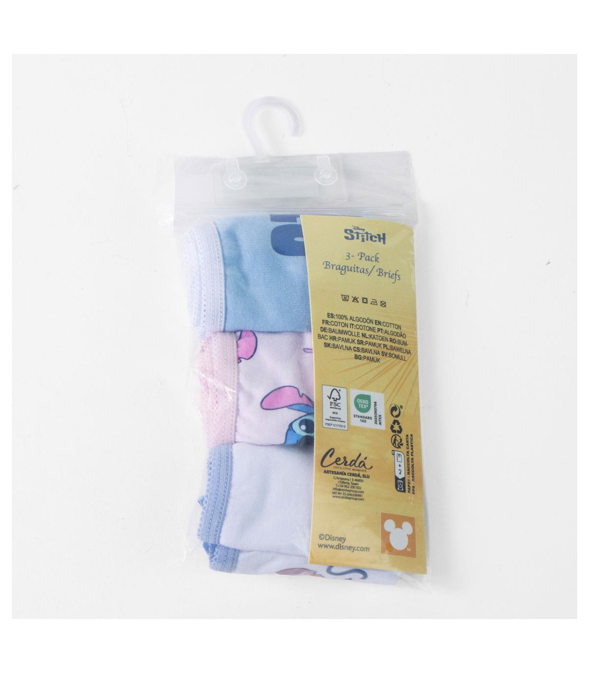 BRIEFS, 3 PER PACK, STITCH, AGES 2-8 YEARS