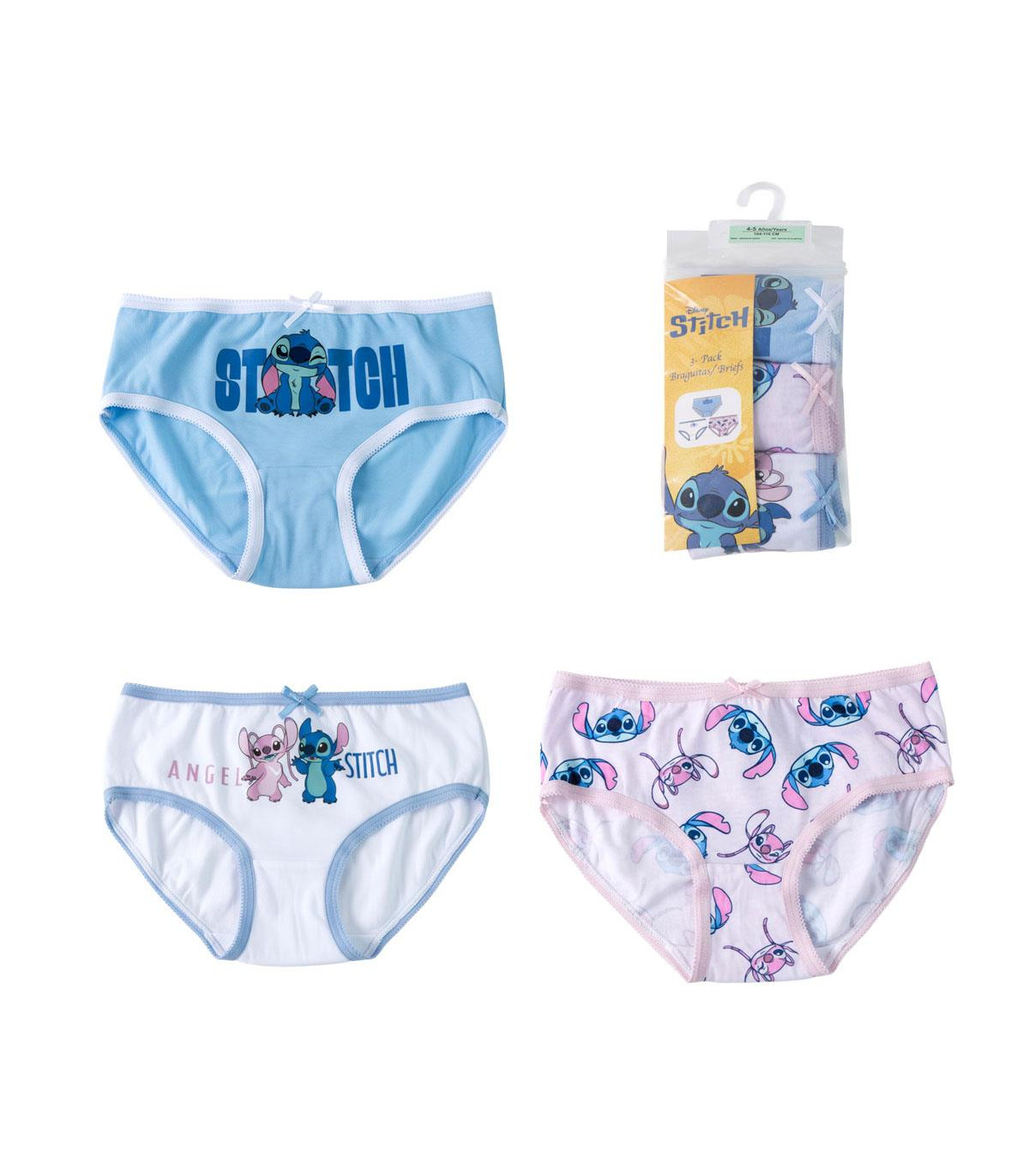 BRIEFS, 3 PER PACK, STITCH, AGES 2-8 YEARS
